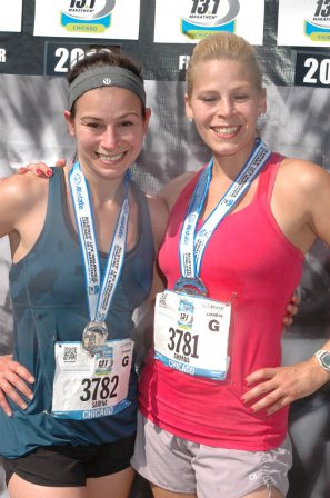 13.1 Marathon Series in Chicago 6/9/12
Finished fierce Sarina Tomel at 2:09hrs + Amanda Tomel (sister) at 2:13hrs
Nothing is impossible! Be a Risk Taker! Race Photo taken by Marathonfoto